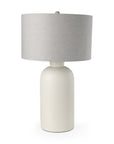 33" Cream Round Bedside Lamp With Drum Shade