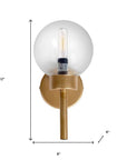 6" Gold Metal and Glass Armed Sconce