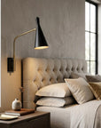 5" Antiqued Gold And Black Metal Swing Arm Wall Light