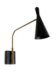 5" Antiqued Gold And Black Metal Swing Arm Wall Light