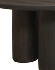 Seven Piece Dark Brown Round Solid Wood Dining Set with Six Chairs