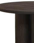 Seven Piece Dark Brown Round Solid Wood Dining Set with Six Chairs
