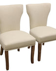 Seven Piece Dark Brown Round Solid Wood Dining Set with Six Chairs