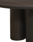 Seven Piece Dark Brown Round Solid Wood Dining Set with Six Chairs