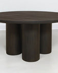 Seven Piece Dark Brown Round Solid Wood Dining Set with Six Chairs
