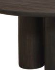 Seven Piece Dark Brown Round Solid Wood Dining Set with Six Chairs