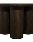 Seven Piece Dark Brown Round Solid Wood Dining Set with Six Chairs