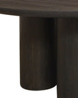 Seven Piece Dark Brown Round Solid Wood Dining Set with Six Chairs