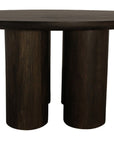 Seven Piece Dark Brown Round Solid Wood Dining Set with Six Chairs