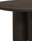 Seven Piece Dark Brown Round Solid Wood Dining Set with Six Chairs