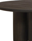 Seven Piece Dark Brown Round Solid Wood Dining Set with Six Chairs
