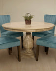 Five Piece Natural Round Solid Wood Dining Set with Four Chairs