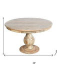 Five Piece Natural Round Solid Wood Dining Set with Four Chairs