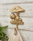 4" Gold Cast Iron Mushroom Wall Hook