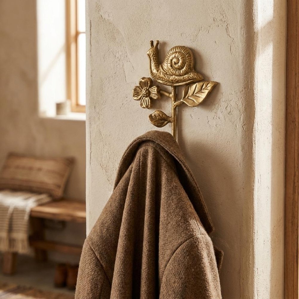 5" Gold Cast Iron Snail Wall Hook