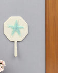 4" Aqua And Cream Cast Iron Starfish Wall Hook