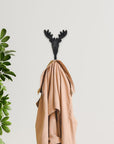 3" Black Cast Iron Deer Stag Wall Hook