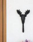 3" Black Cast Iron Deer Stag Wall Hook