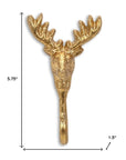 3" Gold Cast Iron Deer Stag Wall Hook