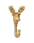 3" Gold Cast Iron Deer Stag Wall Hook