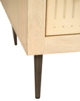 28" Natural Solid Wood Distressed Carved Geometric Two Drawer Nightstand