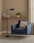 Gray Metal Adjustable Reading Floor Lamp With Gray Metal Shade