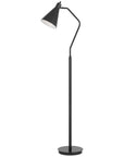 63" Gray Metal Reading Floor Lamp With Gray Metal Cone Shade