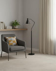 63" Gray Metal Reading Floor Lamp With Gray Metal Cone Shade