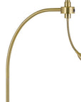 68" Antiqued Brass Metal Reading Floor Lamp With Off White Fabric Empire Shade