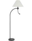68" Bronze Metal Reading Floor Lamp With Off White Fabric Empire Shade