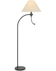 68" Bronze Metal Reading Floor Lamp With Off White Fabric Empire Shade