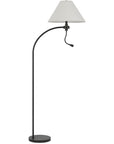 68" Bronze Metal Reading Floor Lamp With Off White Fabric Empire Shade