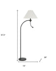 68" Bronze Metal Reading Floor Lamp With Off White Fabric Empire Shade