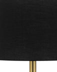 60" Antiqued Brass Metal Floor Lamp With Black Fabric Drum Shade