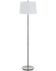 60" Silver Metal Floor Lamp With White Fabric Drum Shade