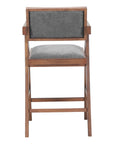 Set of Two 26" Gray And Walnut Fabric And Solid Wood Low Back Counter Height Bar Chairs