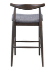 Set of Two 31" Gray And Espresso Fabric And Solid Wood Low Back Bar Height Bar Chairs