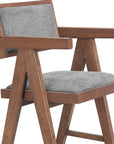 Set of Two 26" Gray And Walnut Fabric And Solid Wood Low Back Counter Height Bar Chairs