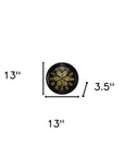 13" Black Orange And Gold Iron Silent Skeleton Distressed Exposed Gear Round Wall Clock