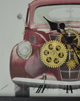 23" Black White And Red Iron Silent Analog Exposed Gear Wall Clock