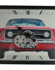 23" Black Red And Silver Iron Silent Analog Exposed Gear Wall Clock