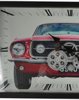 23" Black Red And Silver Iron Silent Analog Exposed Gear Wall Clock