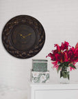 20" Brown And Gold Heavy Duty Plastic Silent Analog Round Wall Clock