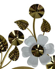 22" Gold And White Iron Silent Analog Floral Novelty Wall Clock