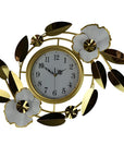 40" Gold And White Iron Silent Analog Floral Novelty Wall Clock