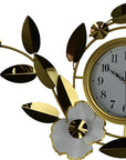 40" Gold And White Iron Silent Analog Floral Novelty Wall Clock