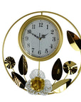 20" Gold And White Iron Silent Analog Floral Round Wall Clock