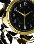 22" Gold Silver And Black Iron Silent Analog Butterfly Round Wall Clock
