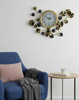 27" Gold Silver And White Iron Silent Analog Floral Novelty Wall Clock