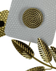 37" Gold And White Iron Silent Analog Floral Oval Wall Clock
